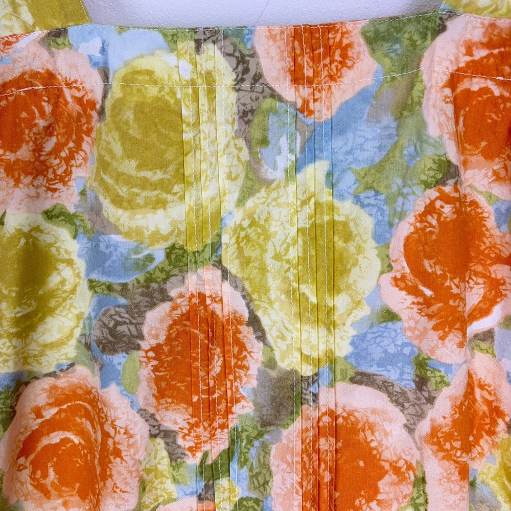 Belle Reve Floral Midi Button Up Dress XS Orange 100% Cotton Japanese Mori Girl - Picture 6 of 14